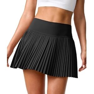 Pleated Tennis Skirt with Pockets High Waisted Athletic Golf Skirt Black
